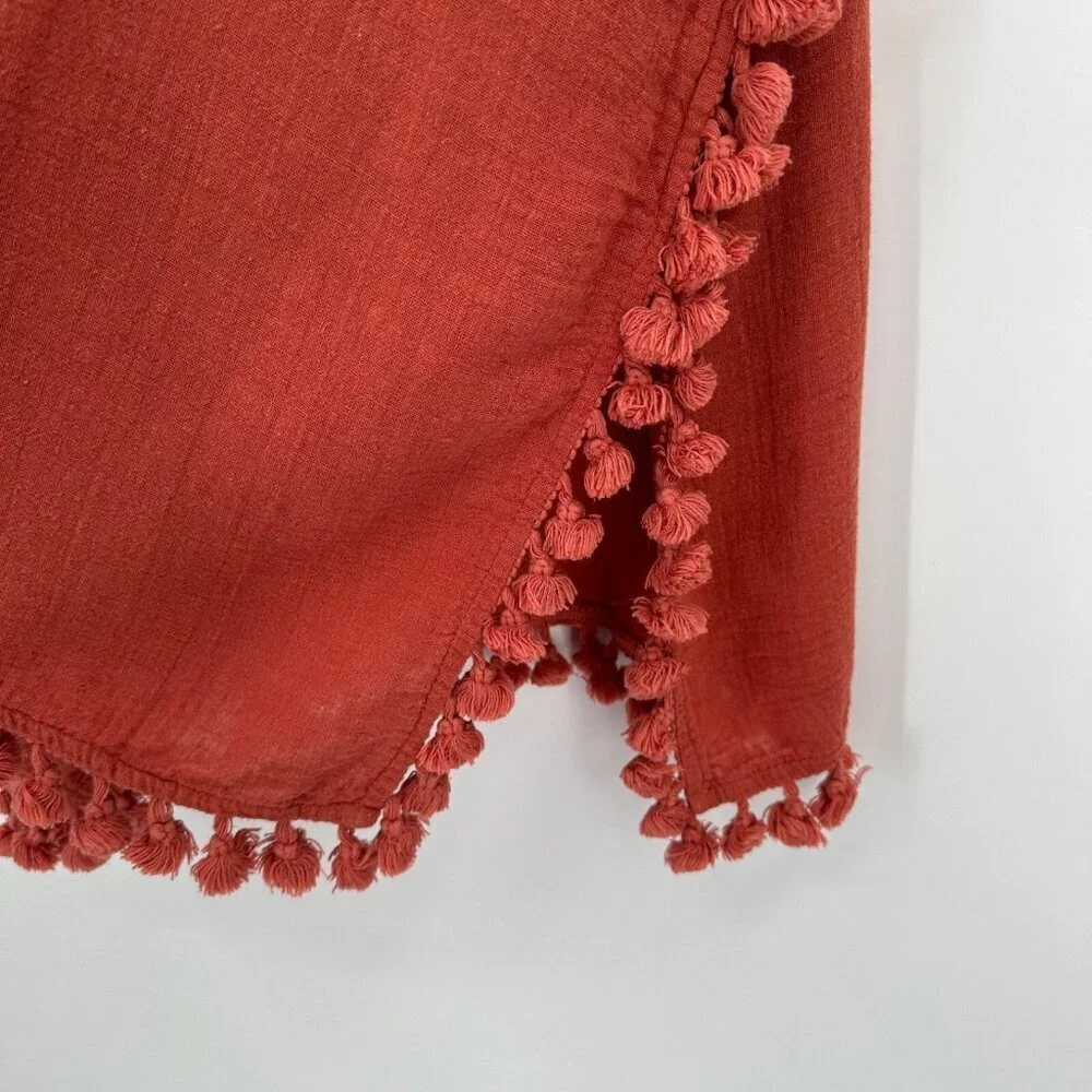 Pomander Place Rust Orange Ramie Katie Caftan Mini Length sz XS/S Swim Cover-up